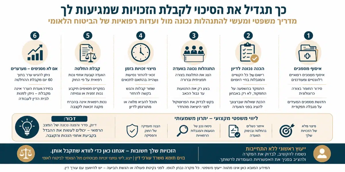 אינפוגרפיקה: התנהלות מול ועדות רפואיות בביטוח לאומי