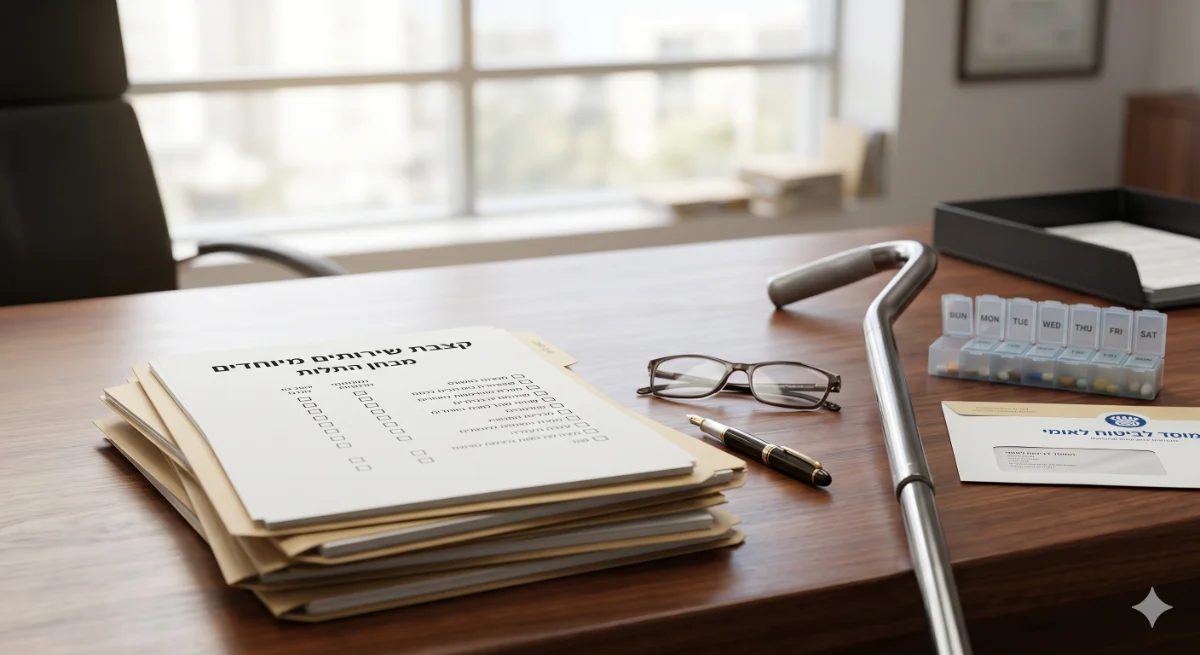 מסמכים על שולחן לנושא קצבת שירותים מיוחדים